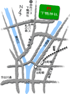 下鴨神社への地図